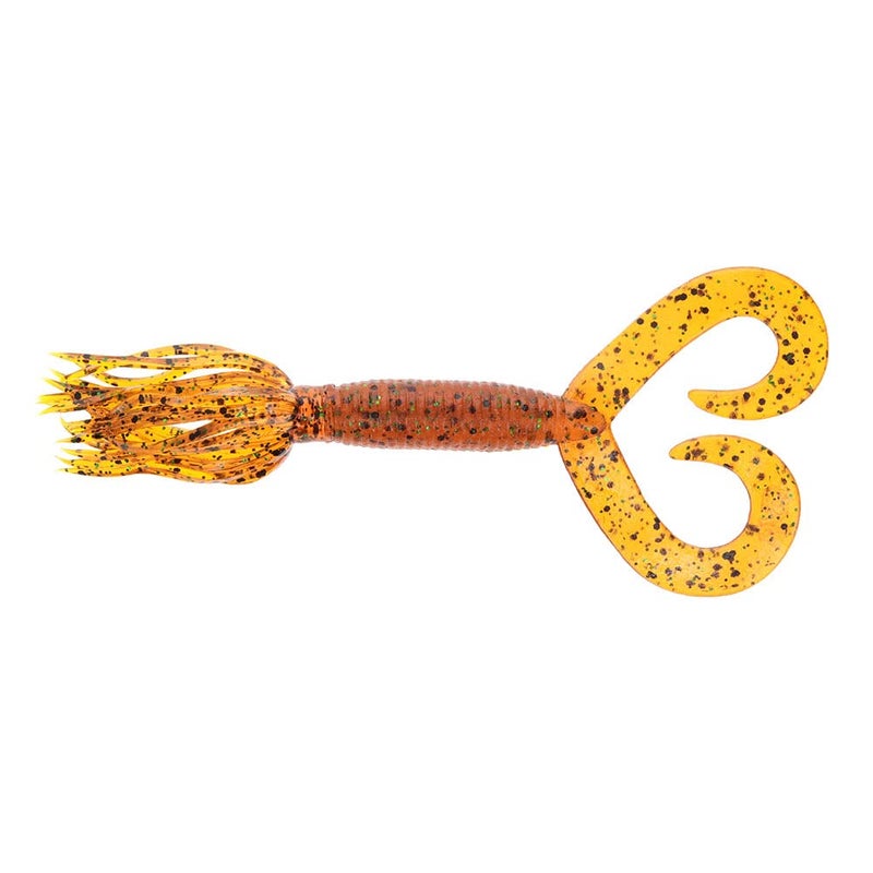 Yamamoto Double Tail Hula Grub 4", Pumpkin w/Large Black, Small Green - Image 1